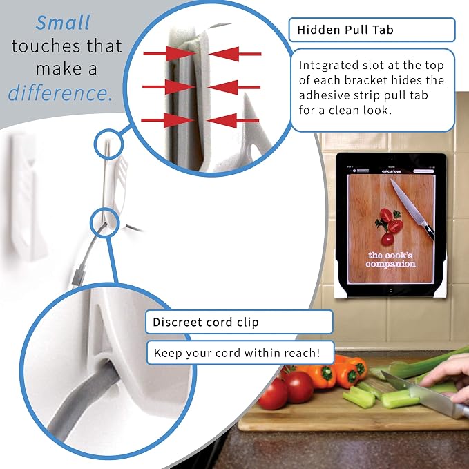 Dockem White Koala Tablet Wall Mount Universal Damage-Free Adhesive Wall Dock for iPad, Android and Windows Tablets, and Smartphones