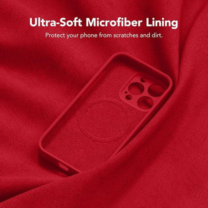 Magnetic for iPhone 15 Pro Max Case, Compatible with MagSafe, [Full Camera Protection][Screen Protector] Silicone Shockproof Protective Phone Case for iPhone 15 Pro Max 6.7", Deep Red