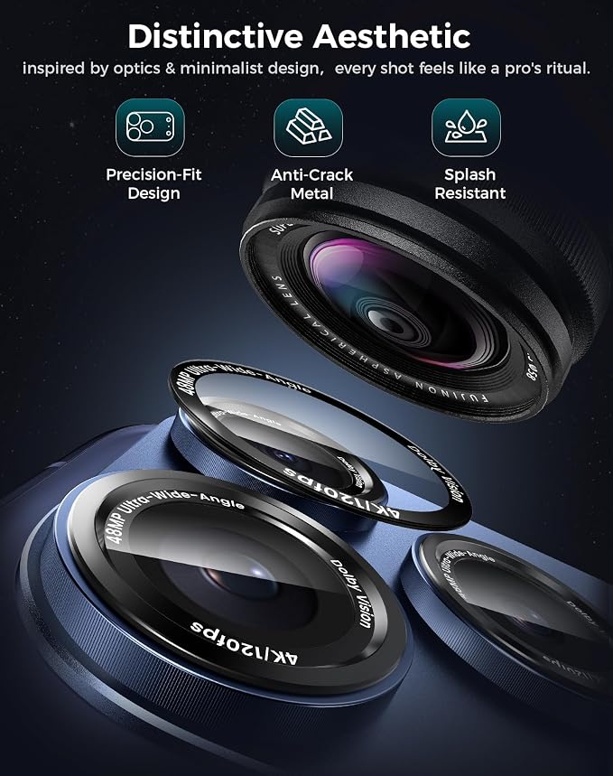 Goton Compatible for iPhone 17 Pro Camera Lens Protector, 1-Pack Aluminum Alloy Metal Cover with HD Tempered Glass, Pro Camera Style, Shatter-Resistant, Scratch-Proof, Case Friendly