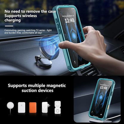 GOLDJU 2025 New Magnetic for iPhone 17 Pro Max Case-Waterproof, Built-in Screen & Camera Protector-IP68 Underwater Full Body 16FT Military Dropproof Shockproof Case for 17 Pro Max 6.9'' Blue