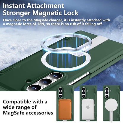 For Samsung Galaxy Z Fold 8 Ultra Case with Kickstand & Screen Protector | MagSafe-Compatible,Military Grade Drop Tested Non-Slip Slim Shockproof Case for Samsung Galaxy Z Fold 8 Ultra-Dark Green
