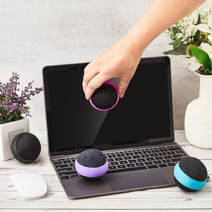 Suclain 16 Pack Touch Screen Cleaner Balls Phone Cleaning Ball Microfiber Touch Car Screen Glass Cleaner for Computer Laptop Monitor Camera Lens Gift(Black,Blue,Rose Red,Purple)