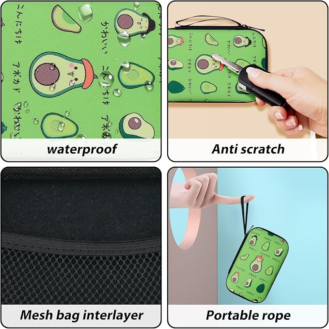 CameCosy DIY Phone Charger Cover Storage Sets Cable USB Earphone Wire Saver Organizer with Travel Storage Bag, Soft Cute Cable Protector Phone Charger Protector Compatible for iPhone(Avocado)