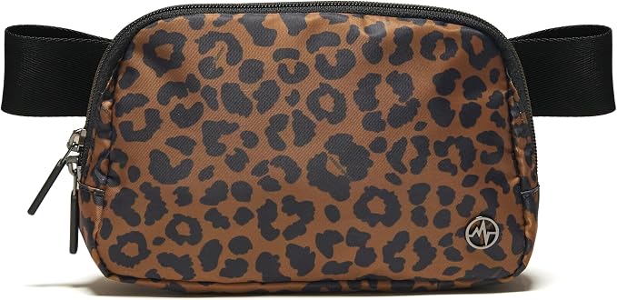 Pander Two Way Zipper Fanny Pack Nylon Everywhere Belt Bag for Women, Water Repellent Waist Packs, Crossbody Bags with Adjustable Strap (Midnight Leopard)