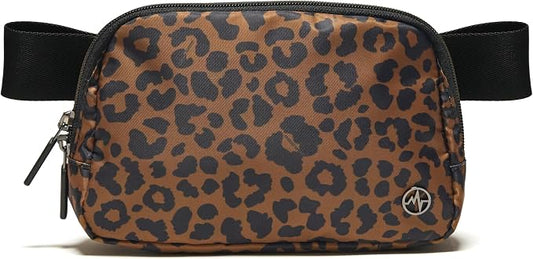 Pander Two Way Zipper Fanny Pack Nylon Everywhere Belt Bag for Women, Water Repellent Waist Packs, Crossbody Bags with Adjustable Strap (Midnight Leopard)