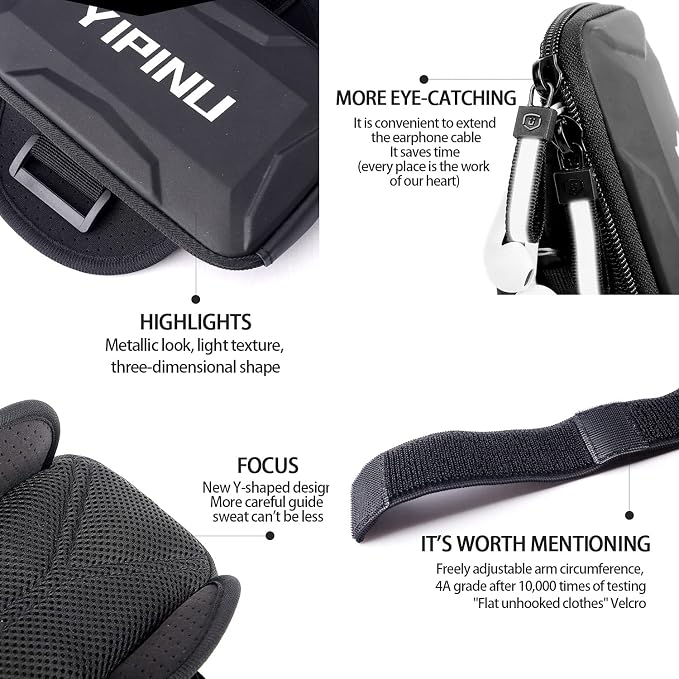 Dxyufazhe Outdoor Sports Multifunctional Armband Waterproof Running Sports Fitness Mobile Arm Bag, Compatible with iPhone 15 Pro Max 15 XS XR 8, Galaxy S25 S20 S10 Plus for Men & Women (Black)