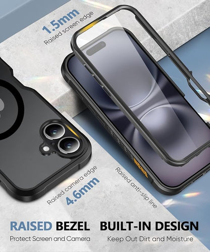 Compatible with iPhone 17 Case Black, Built-in Screen Protector, [Compatible with MagSafe] Full Body Rugged Phone Case, Shockproof Protective Magnetic Cover for iphone17 6.3" (Black)