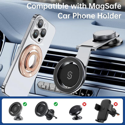 Syncwire Magnetic Phone Grip for MagSafe, Sparkle Ring Holder, Rotatable Kickstand Bling Ring Stand Removable MagSafe Accessories for iPhone 17 Pro Max 16 15 14 13, Android, Samsung etc.