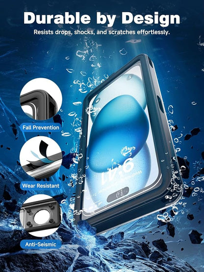 APRUT Waterproof Phone Pouch Case 7.5", 2025 Upgraded IPX8 Waterproof Phone Case for Snorkeling, Universal Fit for iPhone 16 Pro Max 15 14 13, Galaxy S25, Beach Vacation Essentials (Black)