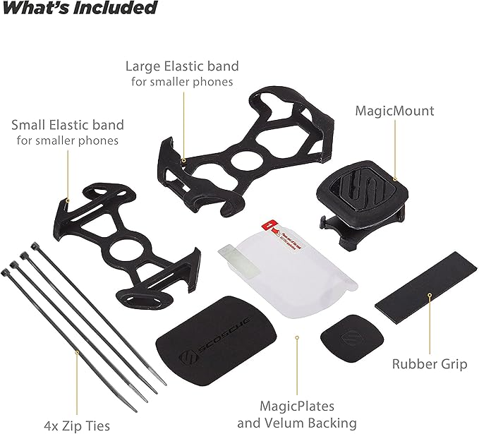 Scosche MBM2SMI MagicMount Magnetic Bike Phone Mount, Universal Fit, 360 views, Adjustable Rubber Elastic Bands, Magnet Mount for Cellphone