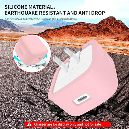40W Soft Silicone Power Adapter Sleeve Case Compatible with Apple 40W USB‑C Dynamic Power Adapter (60W Max), for MacBook Air 15/13 M5 A3448 A3449 Charger, Anti‑Fall Shockproof Protective Cover, Pink