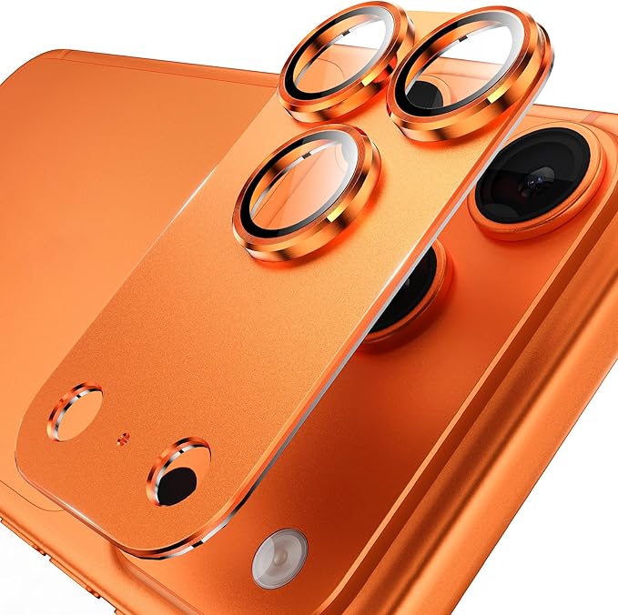 YWXTW Designed for iPhone 17 Pro Max Camera Lens Protector, [1:1 Perfect Fit] Full Coverage Matte Metal Tempered Glass Camera Screen Cover Accessories, Case Friendly (Cosmic Orange, iPhone 17 Pro Max)
