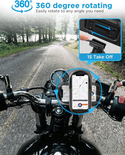 whale falll Bike Handlebar Bag Waterproof, Quick Release Phone Holder Mount with Touchscreen, Stable Shockproof Storage for Daily Commutes & Long Rides, Great Gift for Cyclists, Fits Phones up to 7"