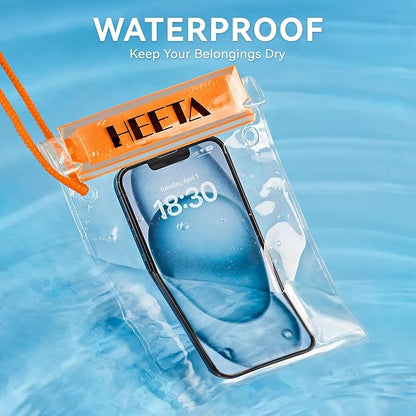 HEETA 5-Pack Clear Waterproof Dry Bag Pouch, Water Tight Cases Dry Bags Document Holder for Camera Mobile Phone Maps, Kayaking Boating