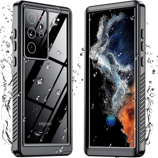 Temdan for Samsung Galaxy S22 Ultra Case,Waterproof Built-in Lens & Screen Protector[Full Body Shockproof][12 FT Military Drop Proof][IP68 Underwater] Case for S22 Ultra 5G 6.8”-Black