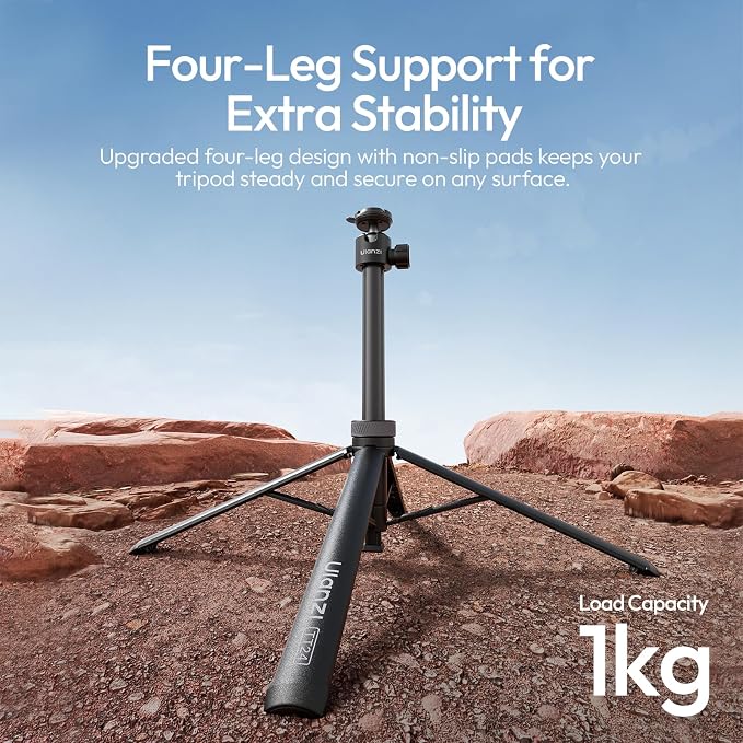 ULANZI TT24 CKa Quick-Release Selfie Stick Tripod with One-Touch Opening, 59" Extension Pole Adjustable Handle Grip with Ball Head, Compatible for Cameras, Insta360/GoPro/DJI, Action Camera, Phones