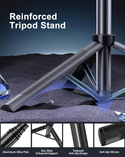 71" Phone Tripod,Tripod for iPhone with Fill Light and Rechargeable Remote,Aluminum Selfie Stick Phone Stand Compatible with Cell Phone/Camera/Ring Light/DJI/GoPro