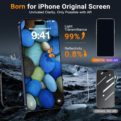 YWXTW [Sunlight Readability Screen Protector for iPhone 17 Pro 6.3 Inch, Anti Reflective Zero Glare TOP 9H+ Tempered Glass Screen Saver 17 Pro Accessories Case Friendly