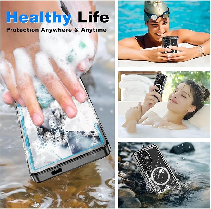for Samsung Galaxy S24 Ultra Waterproof Case with Magsafe, Built-in Magnetic & Screen Protector, IP68 Certified Full Body Shockproof, for Water Sports Underwater Photography, 6.8" Blue