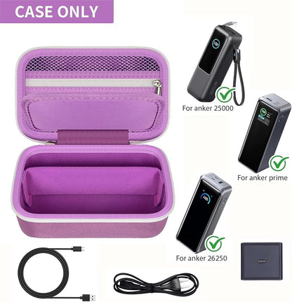 Laptop Power Bank Case for Anker 25000& Prime 27650, Purple | Organizes the Power Bank, Small Cables and 100W Charging Base; Larger 150W Charging Base Does Not Fit, Case Only