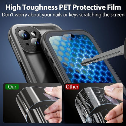 SPORTLINK for iPhone 13 Waterproof Phone Case, Built-in Shockproof Screen Protector, Full Body Cover Protective Heavy Duty Dropproof IP68 Underwater Dustproof for iPhone 13 6.1 Inch (Black)