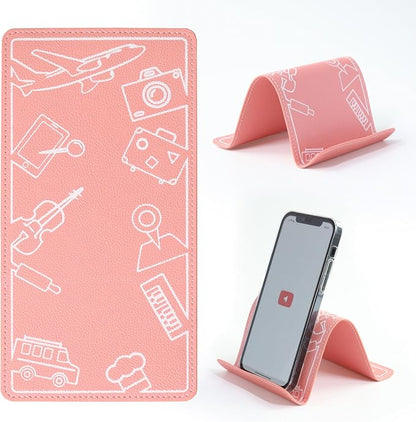 Adjustable Angle Phone Stand Tablet Holder, Sturdy Universal for All Smartphones - Foldable Portable for Desk, Travel, Home, Kitchen, Bed, Treadmill, Airplane, Pink