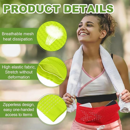 Slim Running Belt, Running Fanny Pack Phone Holder for Women Men Waist Bag Moisture Wicking Storage Belts Bag- Fitting for (Storage Phone-Travel- Sports- Hiking) Yellow & S