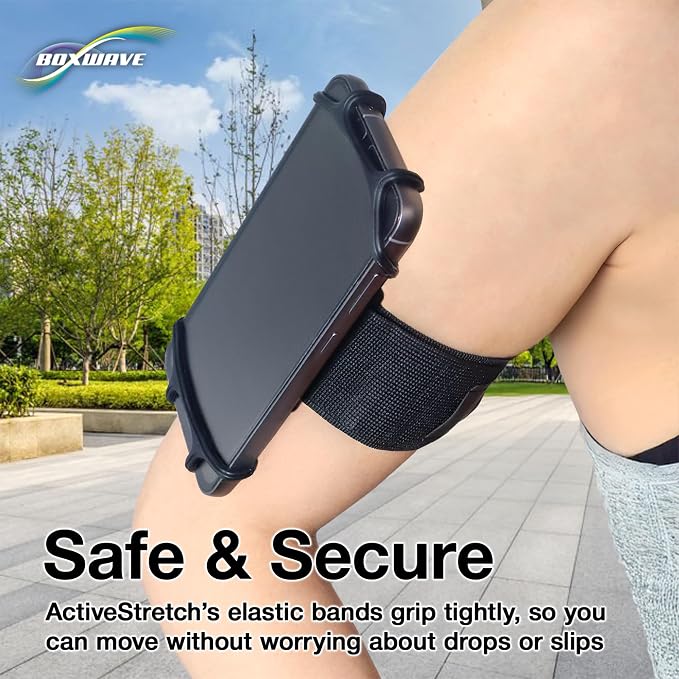 BoxWave Holster Compatible with Samsung Galaxy Z Fold 4 - ActiveStretch Sport Armband, Adjustable Armband for Workout and Running - Jet Black