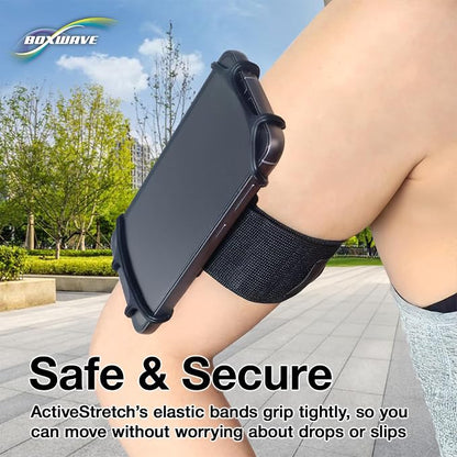 BoxWave Holster Compatible with Samsung Galaxy Z Fold 4 - ActiveStretch Sport Armband, Adjustable Armband for Workout and Running - Jet Black