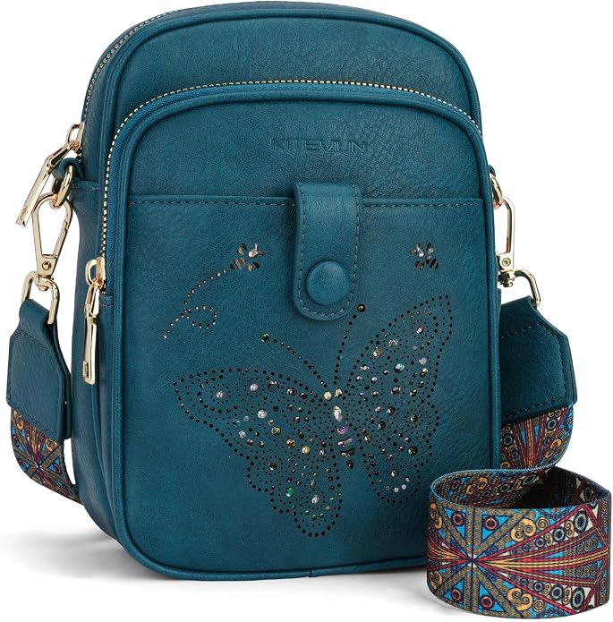 KITEVIUN Crossbody Bags for Women Leather Crossbody Purse Small Shoulder Phone Purse with Adjustable Strap & RFID Card Slots