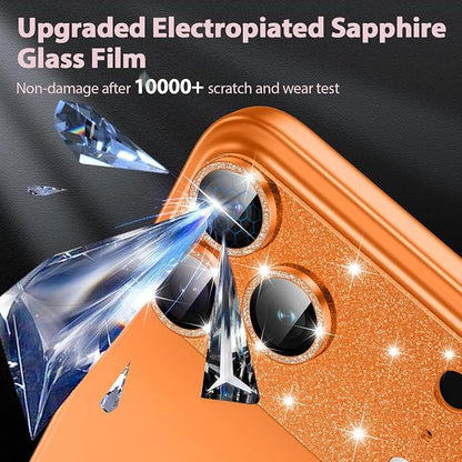 for iPhone 17 Pro Max Camera Lens Protector [Anti-Scratch] [Ultra HD Clear] [Strong Adhesion] Metal Aluminum Alloy Tempered Glass Camera Screen Cover(Cosmic Orange Glitter)