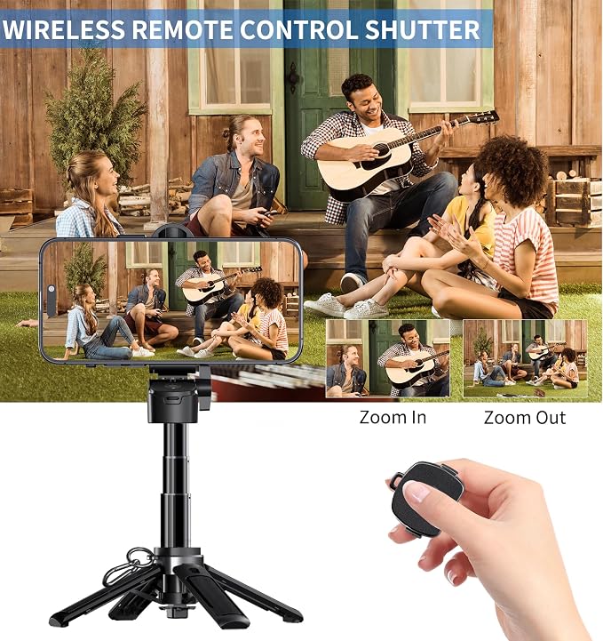 Magnetic Phone Tripod Stand, Portable Mini Selfie Stick for iPhone 16/15/14/13/12 & MagSafe, Aluminum Angle-Adjustable Foldable Strong Magnet Phone Holder, Travel Essentials, Included Metal Ring