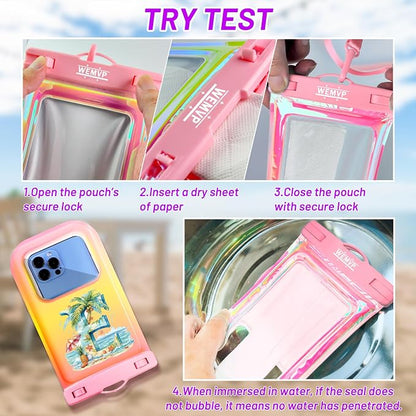 Personalized Initial Waterproof Phone Pouch Case - IPX8 Cellphone Dry Bag with Lanyard for iPhone 16/15/14/13/12 Pro Max (6.1–6.9"), Beach & Cruise Ship Essentials with Monogrammed Design (Pink, E)