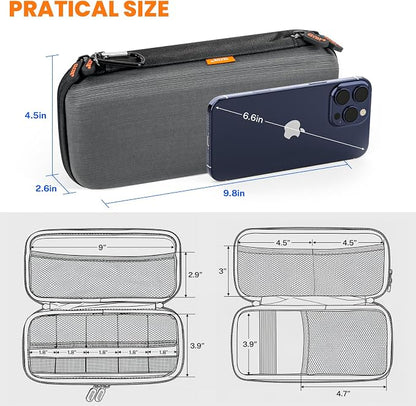Double-Layer Electronics Organizer Travel Case, Multiple Pockets | Hard Shell Carrying Bag,Portable Tech Zipper Pouch for Charger, Phone, Power Bank, Cable, USB Flash Drive & SD Card