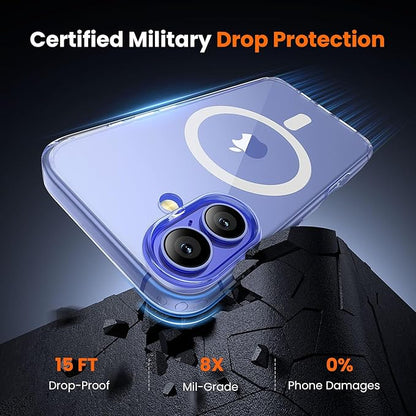 3 in 1 for iPhone 16 Plus Case Clear | with MagSafe,Screen Protector *1 & Camera Lens Protector*1, Military-Grade Protection