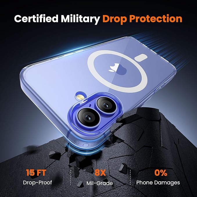 3 in 1 for iPhone 16 Case Clear with MagSafe, Not Yellowing, Screen Protector*1 Camera Lens Protector*1, Military-Grade Protection for iPhone 16 Phone Case 6.1 inch Clear