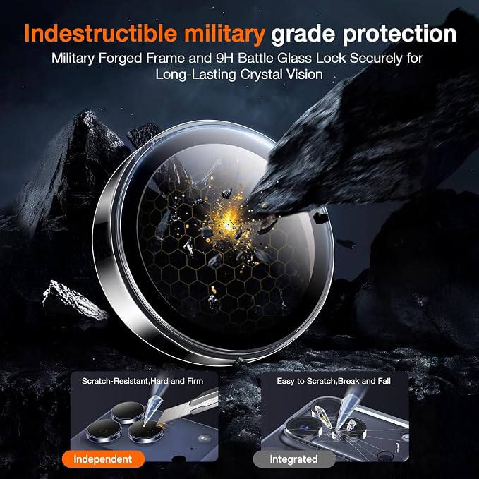 LK for iPhone 17 Pro/17 Pro Max Camera Lens Protector [Top 9H+ Military Grade Shatterproof] One-Click Installation, Ultra-Tough HD, Individual Lens Protectors Scratch-resistant, Clear