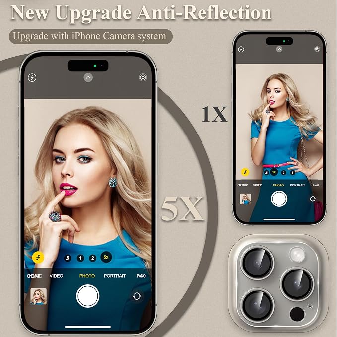 YWXTW Camera Lens Protector for iPhone 15 Pro/iPhone 15 Pro Max, [6th Gen Clear Version] Ultra Slim HD Tempered Glass Screen Protector Camera Cover Accessories, Anti Scratch, Night Shooting, Case