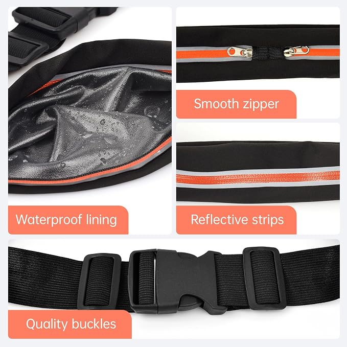 JUMAHE Slim Running Belts for Women Men - Running Phone Holder Fanny Pack for Key, Accessories Fits ALL Cell Phones, Orange
