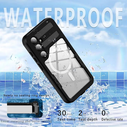 Losin Compatible with Galaxy S25 Case Waterproof Magnetic [Compatible with MagSafe] [Drop Protection] [IP68 Underwater] Full Body Shockproof Protective Phone Case, Black