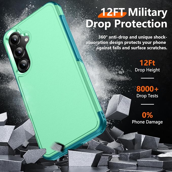 Red2Fire for Samsung Galaxy S25 Case, [Military Grade Drop Protection] Heavy Duty Full Body Shockproof Protection Non-Slip Phone Case for S25 Case 6.2 inch,Light Green