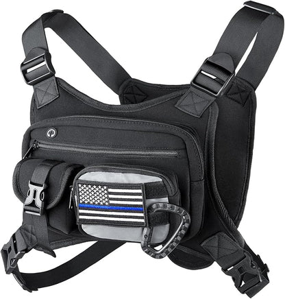 Chest Pack for Men Women - Tactical Vest for Outdoor, Adjustable Sport Chest Bag with Phone Holder & Extra Storage for Running, Cycling, EDC, Lightweight Running Backpack for Workouts