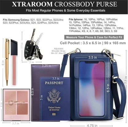 BULL GUARD Crossbody Leather Wallet Phone Purse, Anti Theft and RFID Blocking, Elegant Design for Travel