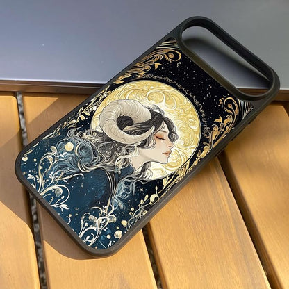 Constellation Series - Aries Designs Magnetic for iPhone 17 air Case, Tarot Style Model Glass Phone Cover, Compatible with Magsafe, Pocket-Friendly - fits iPhone 17 air Case for Women