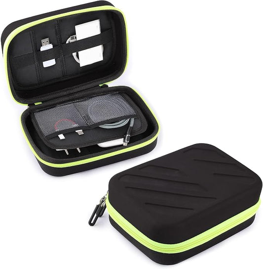 Portable Pouch For Electronic Accessories Usb Cables, Power Bank, Battery, Portable Hard Drive, Sd Memory Card, Earphones, Travel Gadgets Travel Friendly Case(Black&Green)