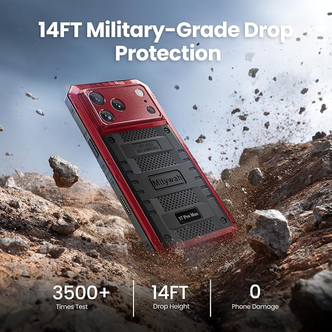 Mitywah Waterproof Case for iPhone 17 Pro Max, Rugged Metal Case with Built-in Screen Protector, Heavy Duty Full Body Shockproof Protective Cover 6.9 inch, Red