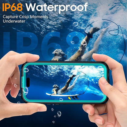 Temdan Magnetic for iPhone 14 Pro Max Case Waterproof [Compatible with MagSafe] [IP68 Underwater] [Built-in Camera Lens & Screen Protector] Full Body Shockproof Phone Case Blue