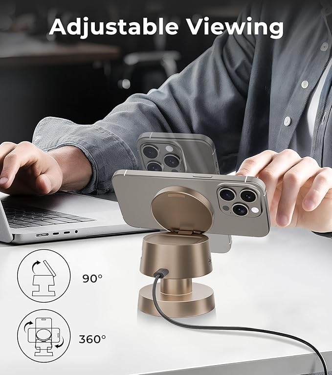 4-in-1 Magnetic Wireless Charging Station for iPhone 17/16/15/14 Pro Max, with Night Light Wireless Charging Station Fast Charging for Apple Watch, Earphones & Multiple Devices