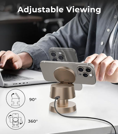 4-in-1 Magnetic Wireless Charging Station for iPhone 17/16/15/14 Pro Max, with Night Lamp and 20W Adapter Wireless Charging Station Fast Charging for Apple Watch, Earphones & Multiple Devices