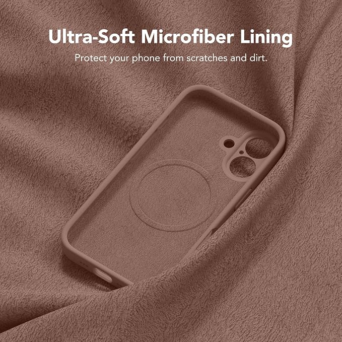 Magnetic for iPhone 16 Plus Case, Compatible with MagSafe, [Full Camera Protection][Screen Protector] Silicone Shockproof Protective Phone Case for iPhone 16 Plus 6.7", Brown